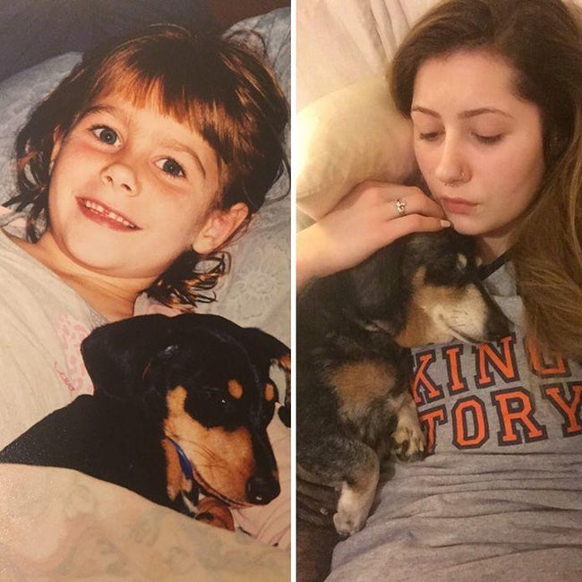 Adorable Before-And-After Photos Of Dogs And Their Owners Growing Together