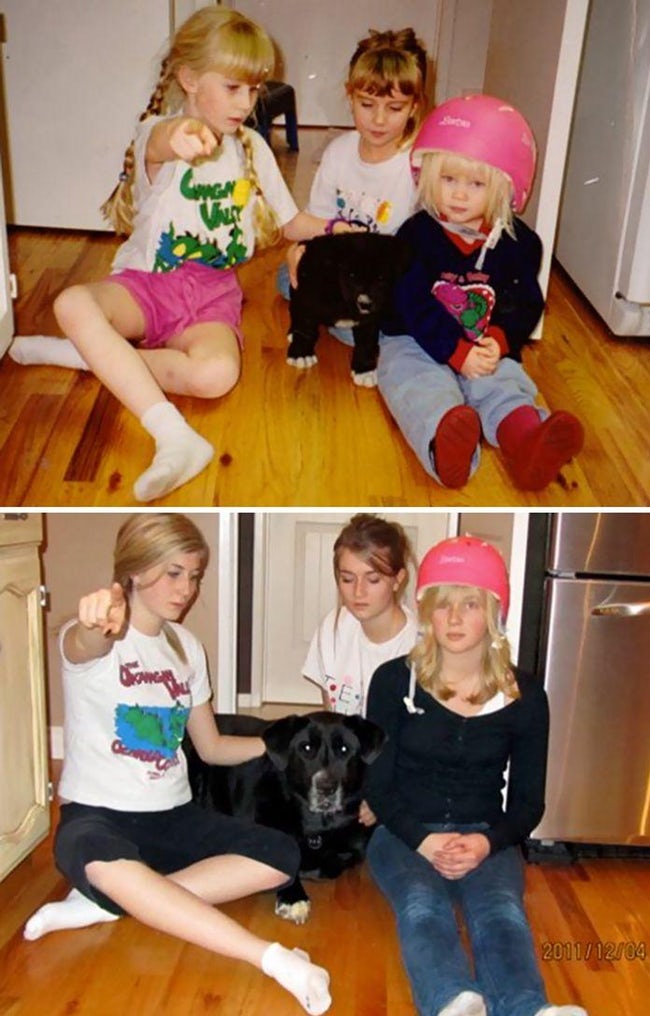Adorable Before-And-After Photos Of Dogs And Their Owners Growing Together