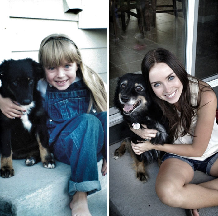 Adorable Before-And-After Photos Of Dogs And Their Owners Growing Together