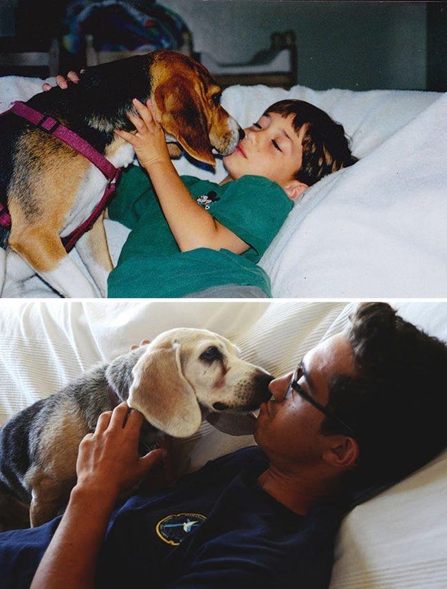 Adorable Before-And-After Photos Of Dogs And Their Owners Growing Together