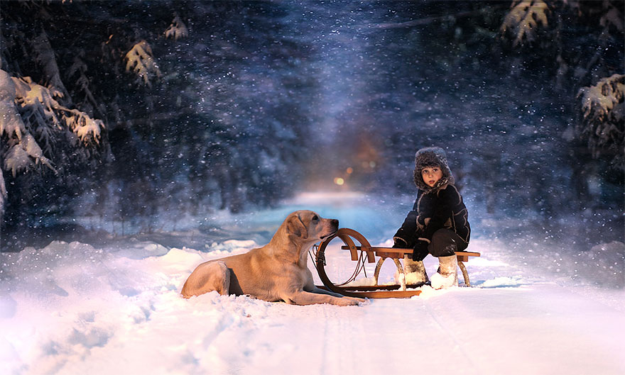 A Russian Mother On Her Farm Takes Magical Pictures of Her Two Kids With Animals