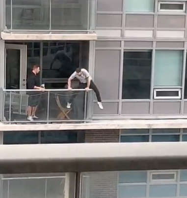 Brave Man Rescues A Cat By Climbing Along Side The Building