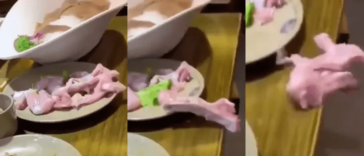 Disturbing Video Shows A Raw Piece Of Chicken Crawling Off Of A Restaurant Table