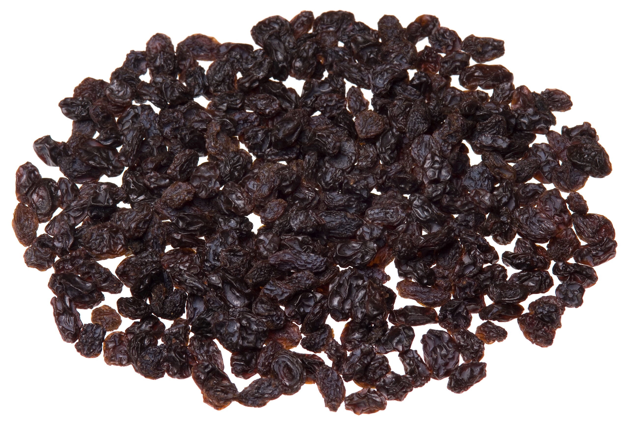 Dried means concentrated. The same number of raisins is a bigger exposure than the same number of grapes.